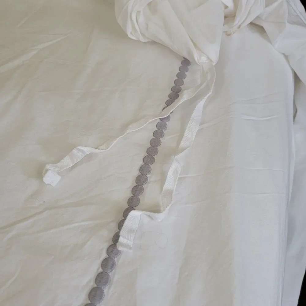 Pottery Barn Teen Full Queen Mixed 3 Pc Duvet & Shams White Gray Dot Embroidered